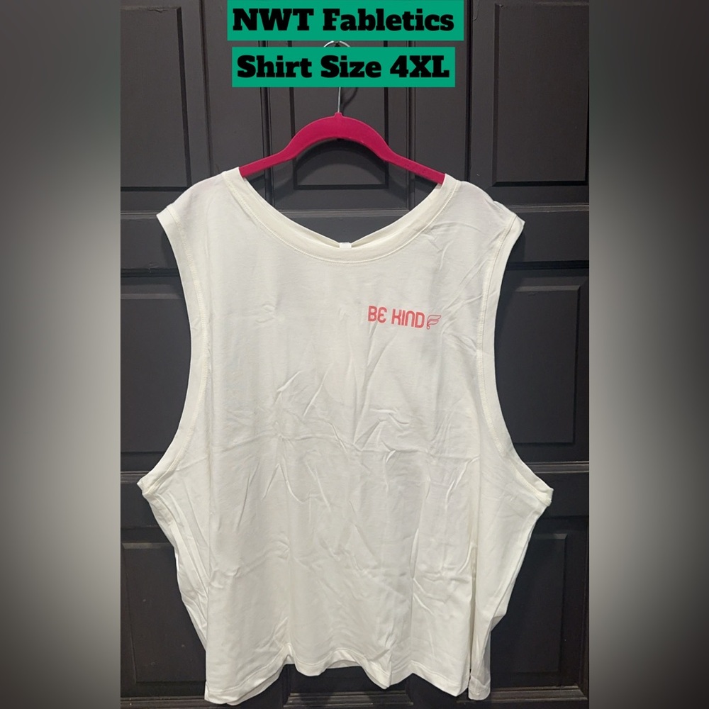NWT Fabletics Be Kind White & Red muscle Shirt Size 4XI.